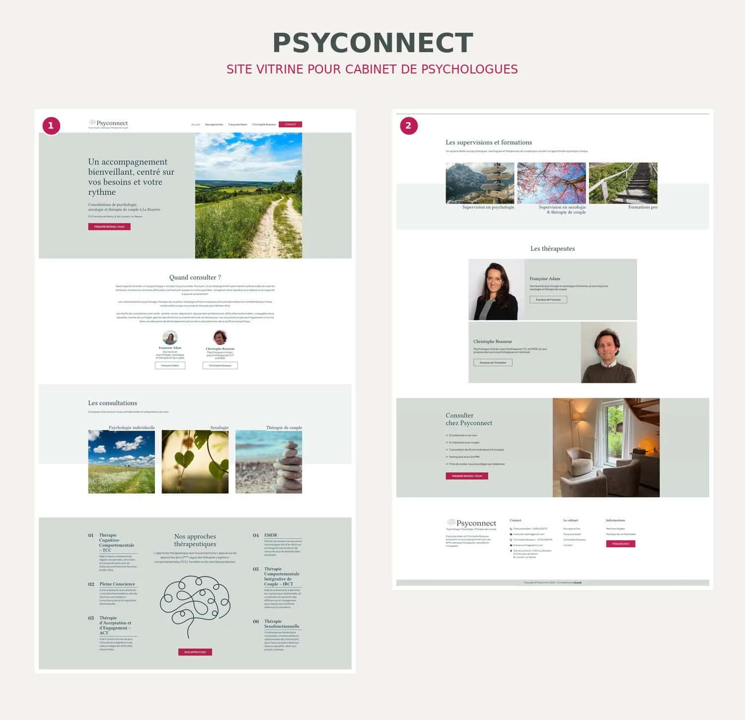 Maquette du site Psyconnect réalisé par Uluweb, Laetitia Luciani